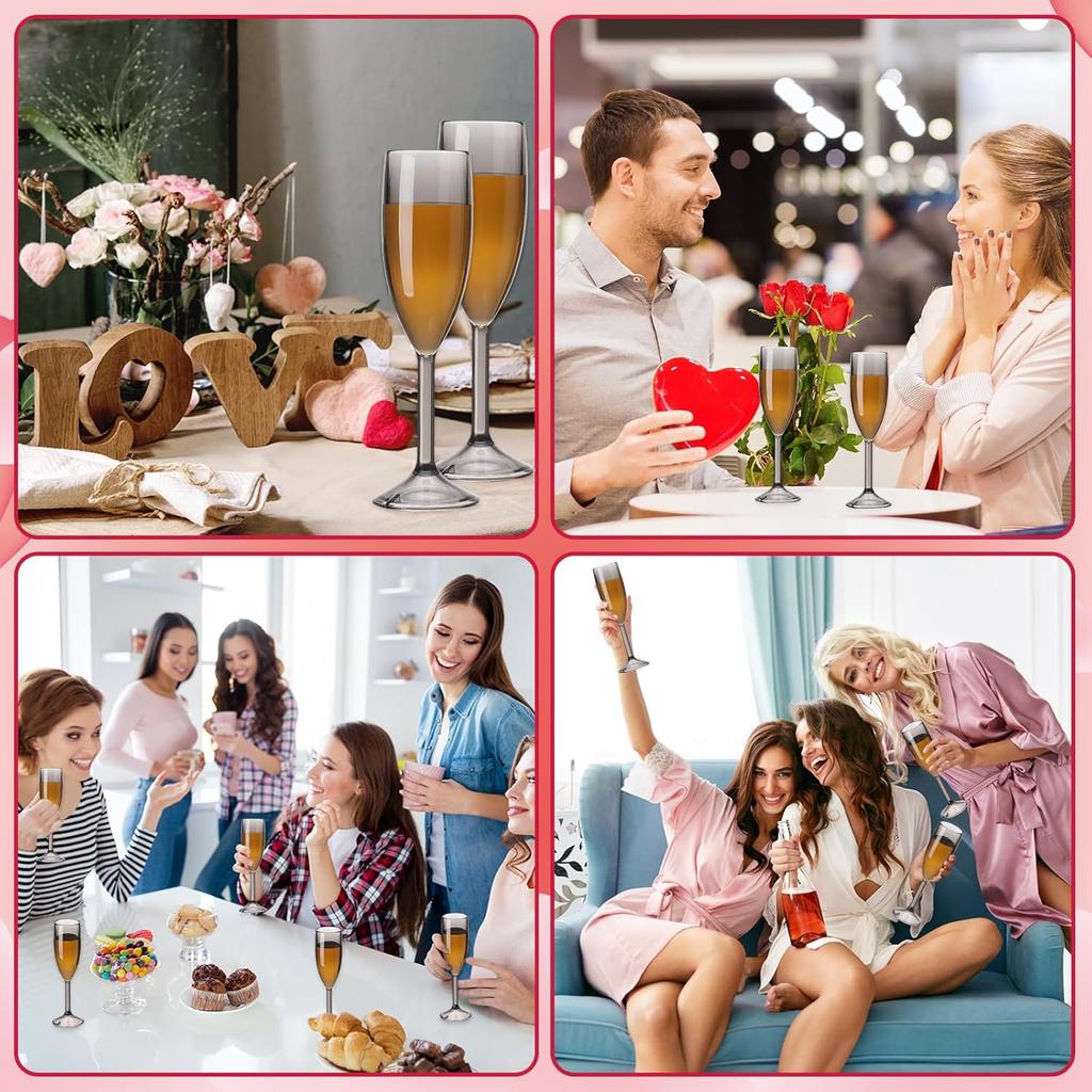 40 шт. Шампанские бокалы 6 унций оптом, Полупрозрачные черные акриловые бокалы для вина на высокой ножке для свадьбы, дня рождения, рождественской вечеринки