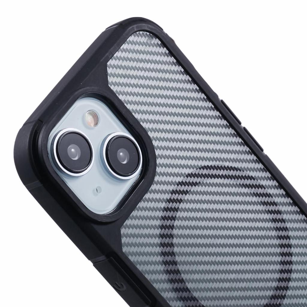 For iPhone 15 Case Compatible with MagSafe Carbon Fiber TPU+PC Anti-Drop Phone Cover
