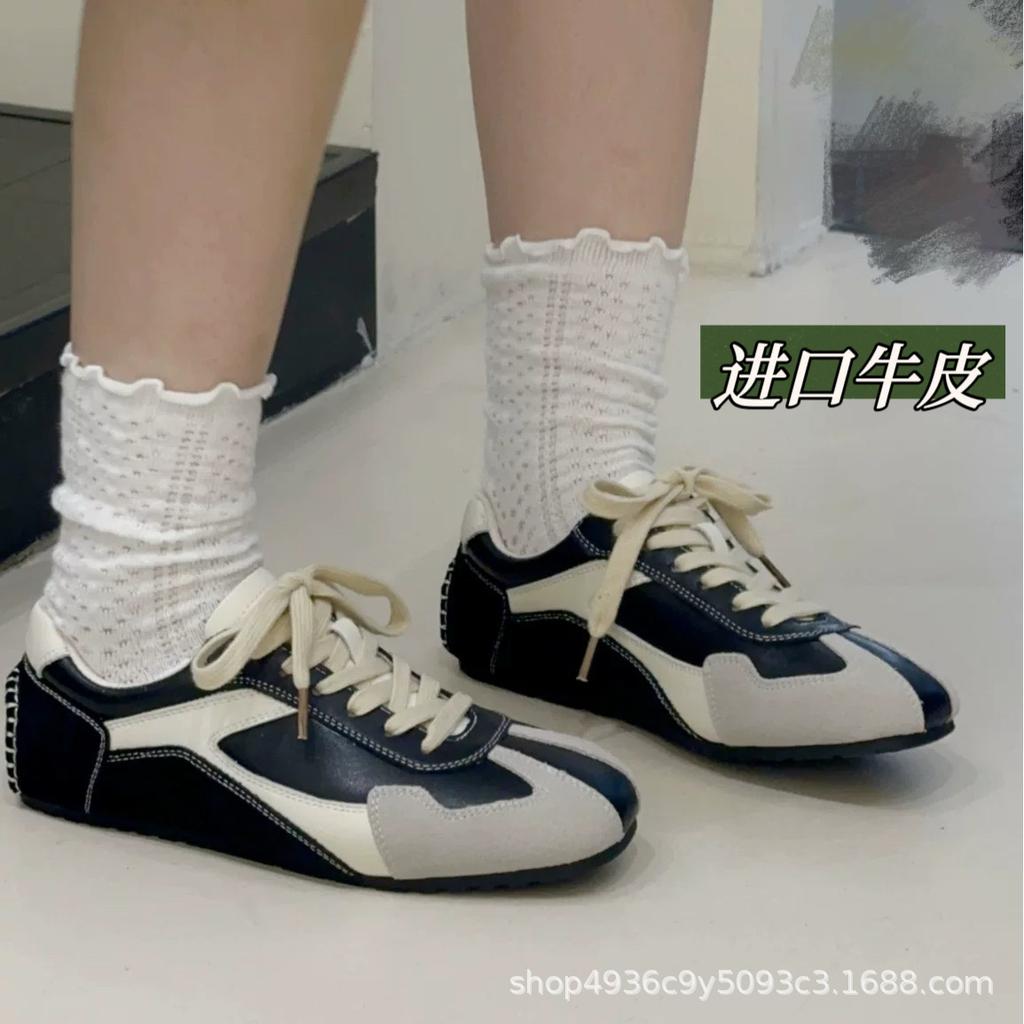 Ретро немецкие тренировочные туфли женские туфли 2025 весна и осень мягкая кожа универсальные повседневные туфли спортивная обувь на плоской подошве кроссовки Форреста Гампа тренд