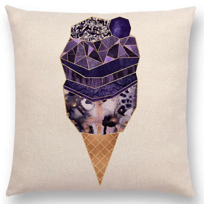 Последние милые счастливые кактусы, симпатичные ананасы, красочные мороженые, драгоценные агаты, принты, чехол для подушки для автомобиля, диванная наволочка