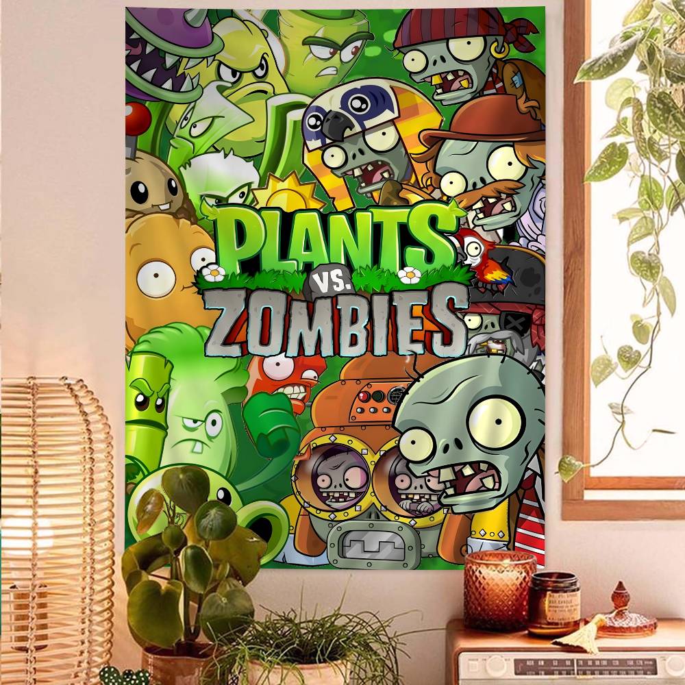 Classic Game PPlants Vs ZZombies Tapestry Wall Hanging Cheap Hippie Wall Hanging Bohemian Wall Tapestries