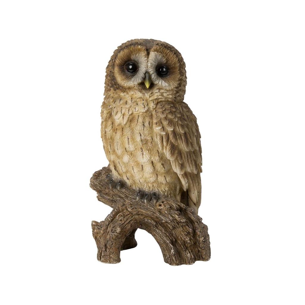 Woobia Tawny Owl Perched On a Stump 10 X 8 X Doll Figure Ornament Animal Garden Decoration Bird H14076 16.7cm