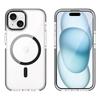 Для iPhone 15 Кристально прозрачный чехол Совместимый с MagSafe ТПУ+ПК Задняя крышка для телефона