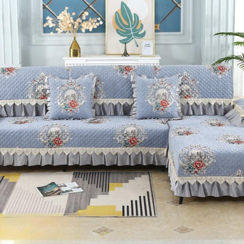 Европейский кружевной вышитый толстый чехол для дивана 1, 2, 3 сиденья универсальная подушка для дивана зимнее теплое украшение для дома защитный коврик для полотенца