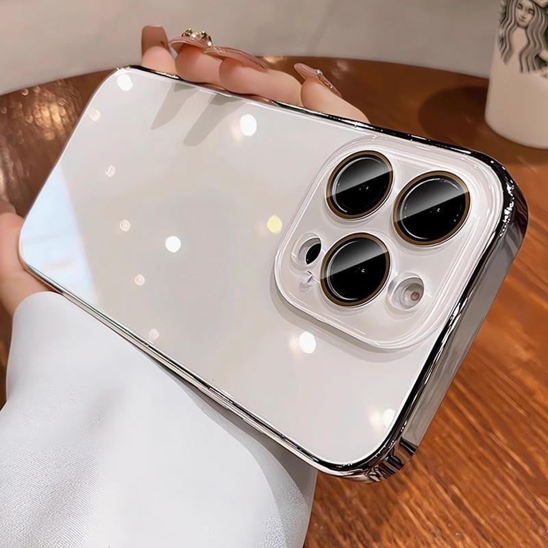 Plating Glass Lens Film Protection Case For For Iphone 17 16 1 14 13 11 12 Pro Max Tempered Glass Shockproof Bumper Hard PC Cover