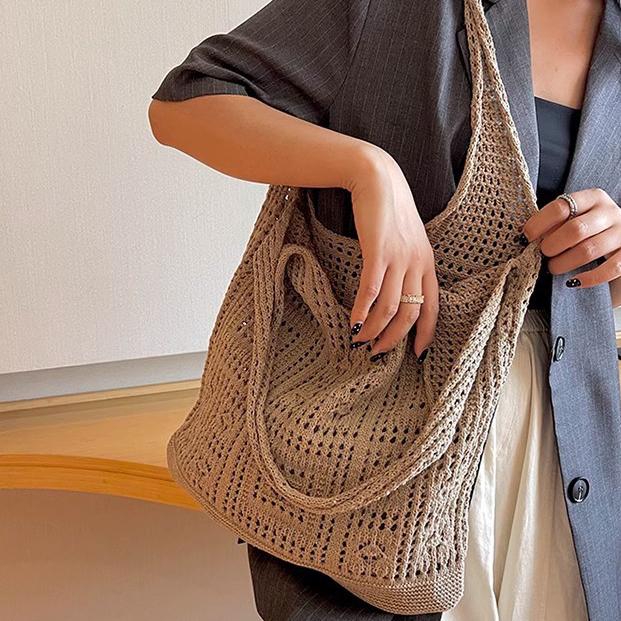 Knitted Boho Bag, Fashionable, Spacious, Beach Shopper Bag