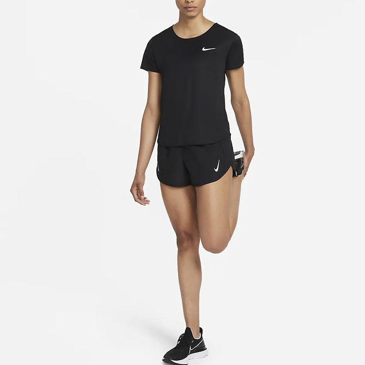 Nike Однотонные шорты для бега с логотипом Женские низ Черный DD5936-010