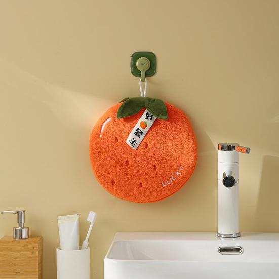 Coral Velvet Hand Towel Soft Absorbent Cartoon Fruit Design with Hanging Rope Quick Drying Household Lazy Hand Wipes Towel