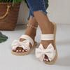 Women's Summer Sandals Women's Solid Color Bows Outside The Beach Wear Flat Bottom Large Size Sandals