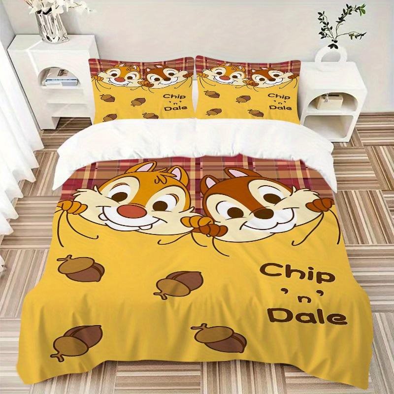 3pcs set Chip & Dale1pc of quilt cover+2pcs of pillowcase, no core, print bedding, All Seasons Bedroom Setting026