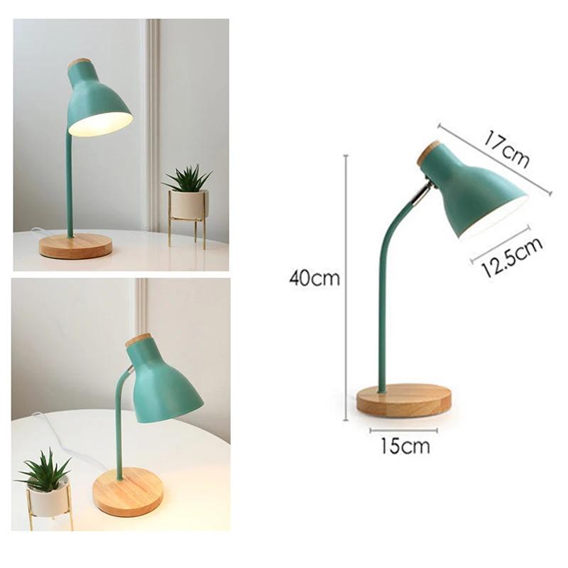 Nordic Modern Simple Wooden Настольная лампа для спальни, ночник, креативный стол для чтения, защита глаз, шланг, настольная лампа