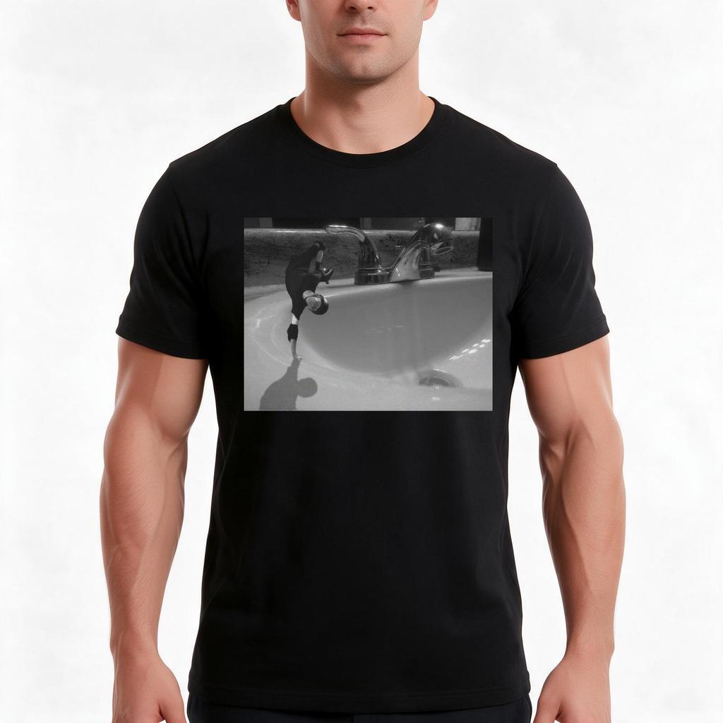 Tony Hawk Skateboarding In The Sink Tshirt Summer Casual Cotton Tee Oversized Streetwear Tops Vintage Graphic Print