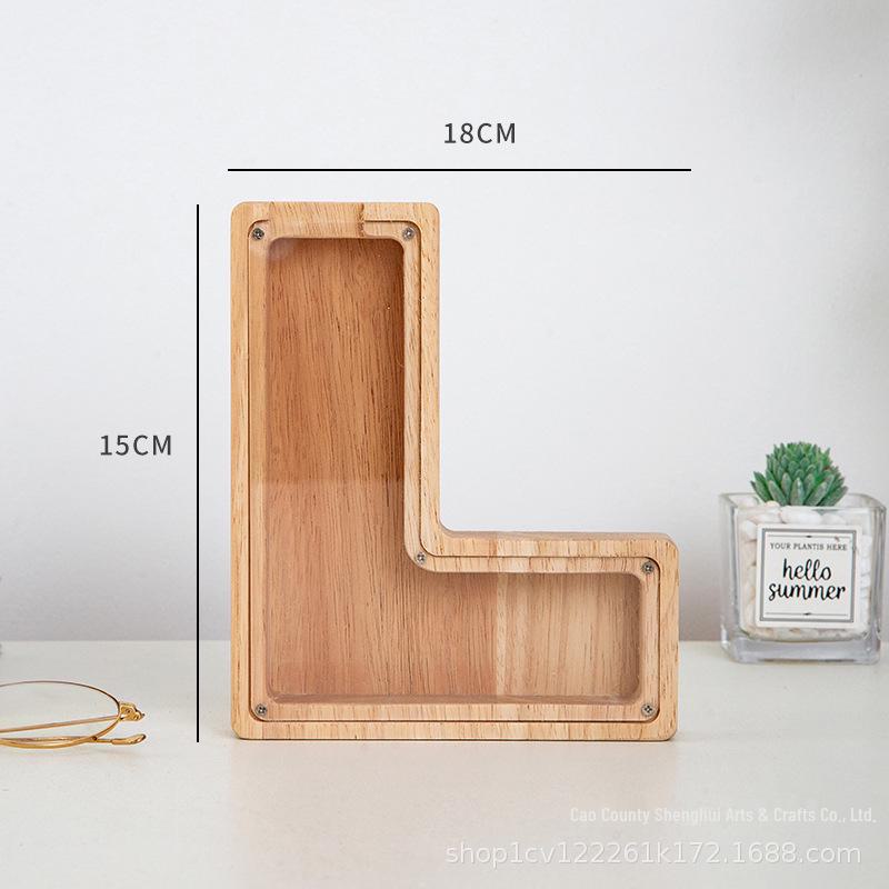 Деревянная акриловая буква-копилка Cross-Border: Креативная современная прозрачная банка для денег