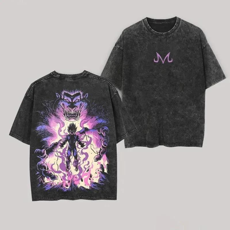 Аниме Dragon Ball Косплей Стиранная Футболка Принт Веджита Четвертый Хлопок Короткий Рукав Свободная Большая Повседневная Спортивная Футболка для Фитнеса Мужская Одежда Харадзюку