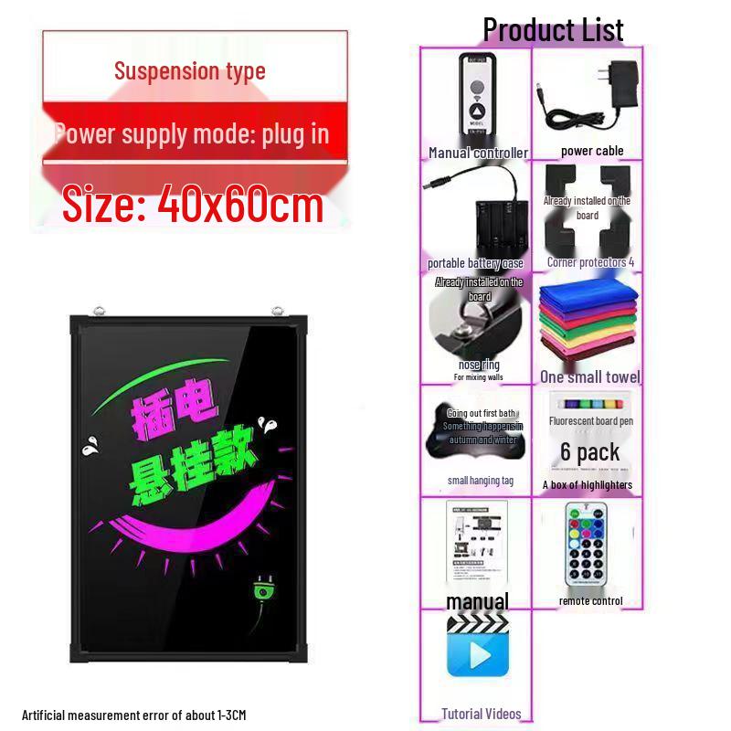 Флуоресцентная рекламная доска для ночного рынка - Светящаяся витрина магазина, меловая доска