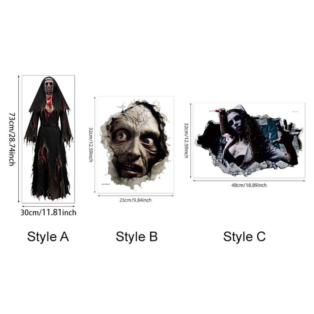 Self Adhesive Zombie Wall Sticker Realistic Ghost Witch Silhouette Sticker  Party