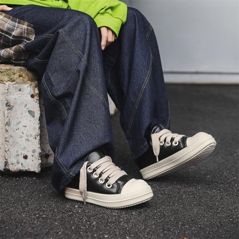 Модные брендовые черно-белые мужские туфли из толстой веревочной кожи с толстой подошвой, увеличивающие высоту, американские уличные туфли 6261-J