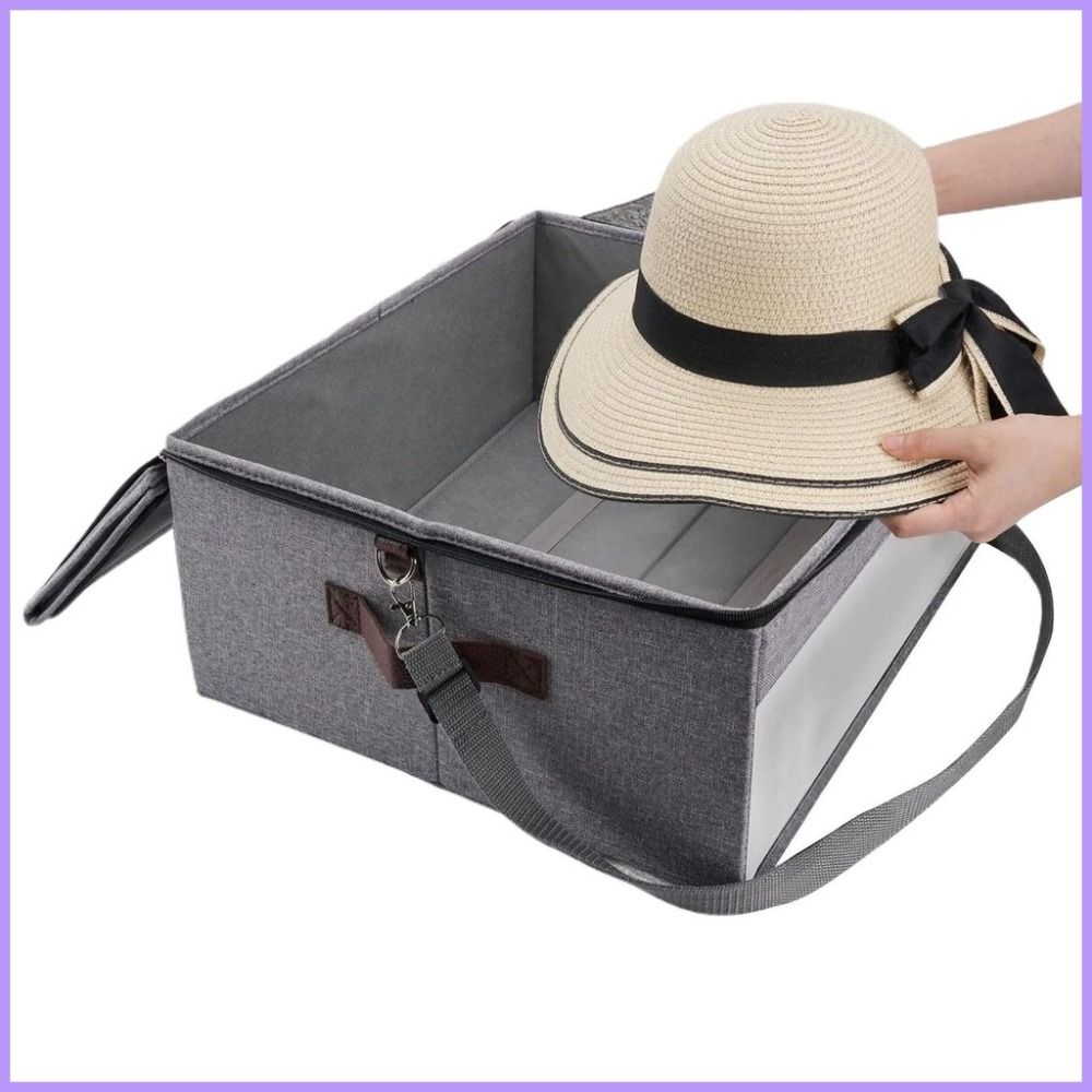 Dustproof Zipper Hat Storage Case with Carrying Handles Cap Organizer for Women Closet