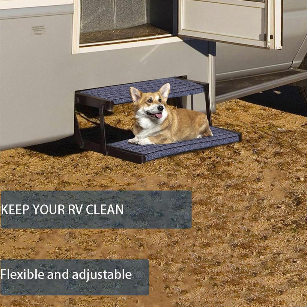 Rv Stair Rug Non-slip Motorhome Stair Covers Adjustable Weather Resistant Trailer Ladder Protector for Beach Camping Tailgate