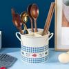Retro Tableware Storage Bucket Draining Rack with Divider Knife and Fork Organization Box Home Decoration for Kitchen Tools