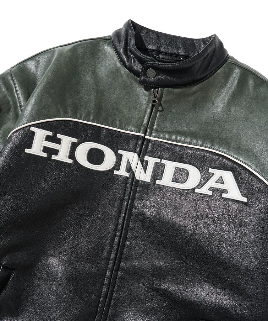 PHYPS MOTORCYCLE Engineered Leather Racing Jacket Green