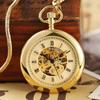 Internal and External Roman Script Round Snake Chain Automatic Mechanical Pocket Watch