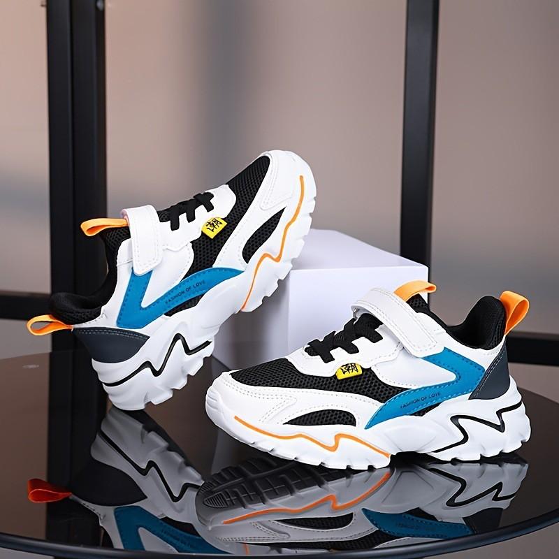 Kids Breathable Mesh Synthetic Leather Sneakers Boys Running Basketball Casual