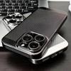 Luxury Plating Cool Heat Dissipation Grid Ultra Thin Case For iPhone 16 15 14 13 12 11 Pro Max XS X XR 7 8 Plus Camera Protector Shockproof Cover
