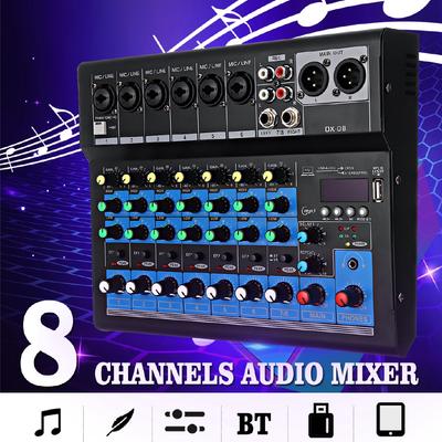 8-канальный портативный аудиомикшер с Bluetooth USB DJ микшерный пульт MP3 Jack караоке 48 В усилитель для караоке KTV