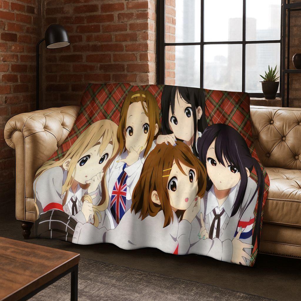 Аниме K-ON Кавайная Девочка Хирасава Юи Музыкальный Мультфильм Фланелевое Одеяло, Уютное Мягкое Плед для Дома Спальни Кровати Дивана Покрытие Ребенок