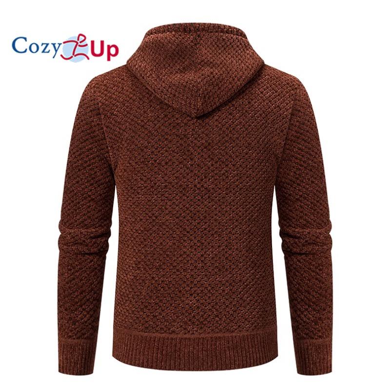 Cozy Up Свитера для мужчин Облегающий вязаный свитер на флисовой подкладке с молнией и 2 передними карманами