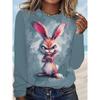 Funny Animal 3D Digital Printed Women's Casual and Comfortable Round Neck Long Sleeved T-shirt