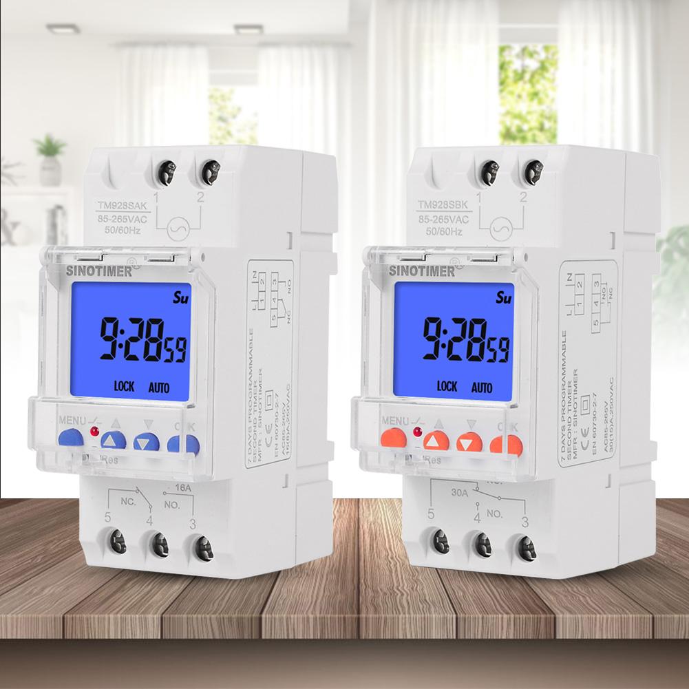 DIN Rail Weekly Programmable Timer Switch Time Relay with Backlit LCD AC 85-265V for Home 7 Days Programmable Timer