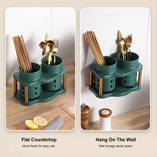 Chopstick Holder with Drainage Holes 2 Grids Large Caliber Orderly Kitchen Chopstick Case Shelf Dining Room Utensil