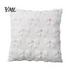 Decorative Throw Pillow Covers Plush Cover, Heart Embroidery Cushion Case with 3D Bowknot Jacquard, Holiday Party Atmosphere Decor Soft Fluffy