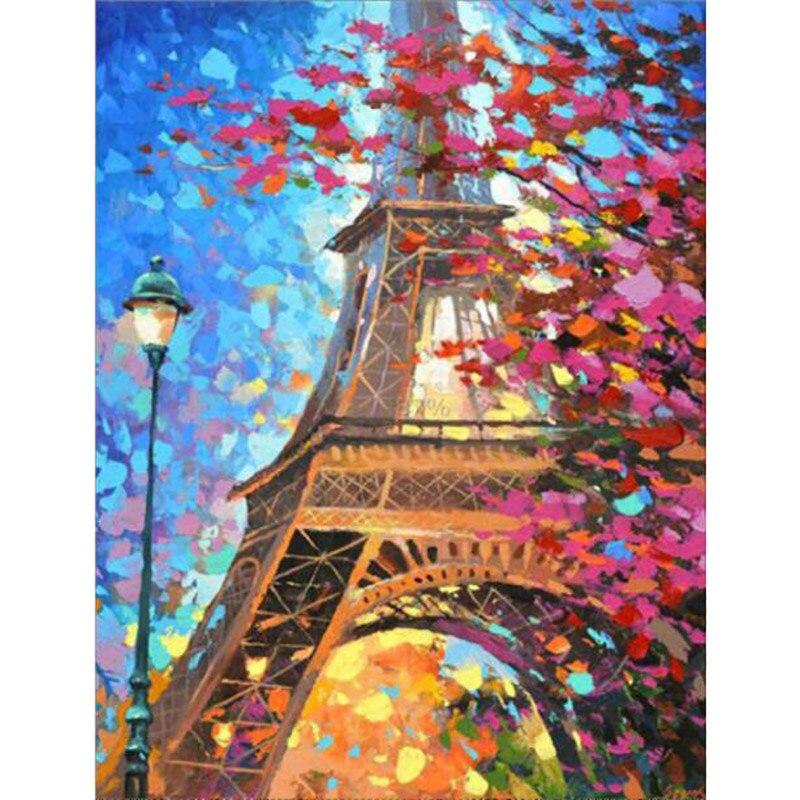 5D DIY Алмазная картина Пейзаж Вышивка крестиком Эйфелева башня Полный круглый дрель Алмазная художественная вышивка Распродажа Украшение дома