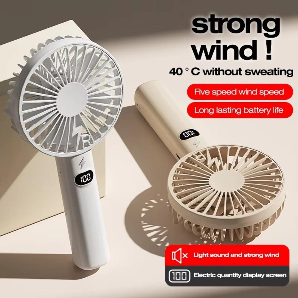 Handheld Mini Fan With Phone Holder LCD Display Desk Fan Portable Charging Fan