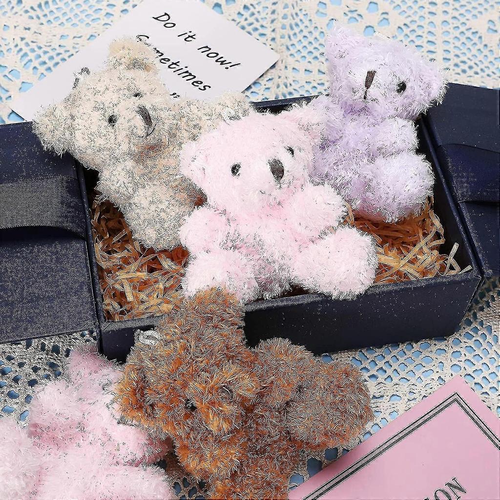 6 Pieces Mini Teddy Bear Little Bear Bulk 4 Inch Stuffed Animal Toy Small Soft Bear Doll Teddy Bear Brown Apricot For Baby Shower Birthday Graduation