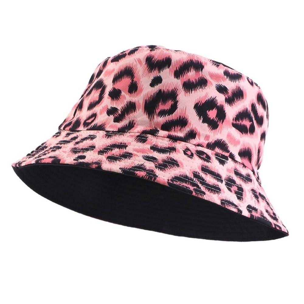 Double-Sided Bucket Hat Leopard Patterned Sun Cap Beach Sun Protect Hat Outdoor Travel