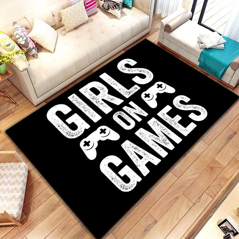 Ковер для геймера, забавные черные коврики для игрового контроллера для детей, мягкий ковер для комнаты, игровой аниме, коврик для стула геймера, большой ковер для гостиной, для мальчиков