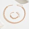 European and American style diamond-embellished wheat ear chain set Necklace and bracelet two-piece set, light luxury hip-hop style women's