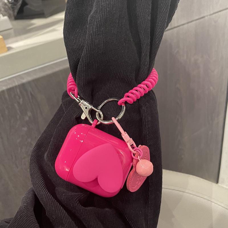 Розово-красный чехол для наушников AirPods 1-го поколения с рисунком сердца для Apple Bluetooth 1-го поколения Pro, защитный чехол, силиконовый мягкий чехол