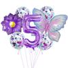 Purple And Pink Butterfly Balloon Set, Chrysanthemum Aluminum Film Confetti Balloon, Baby Rain Party Arrangement