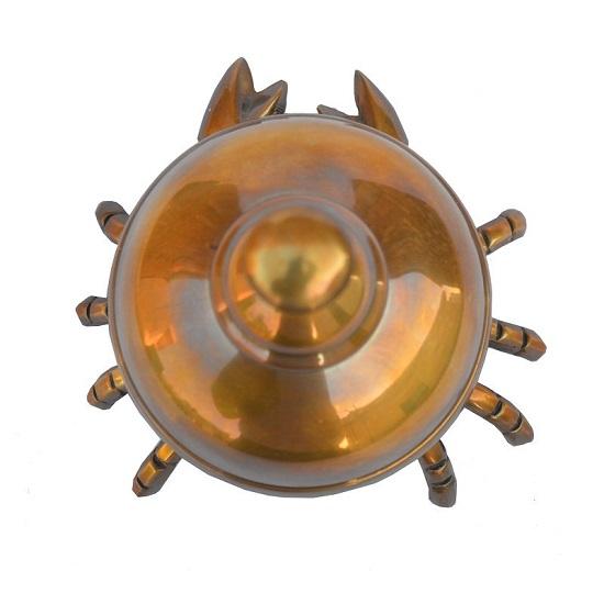 Старый антикварный твердый латунный краб, стойка регистрации, розничная торговля, магазин, звонок, звонок, звонок в отеле, звонок