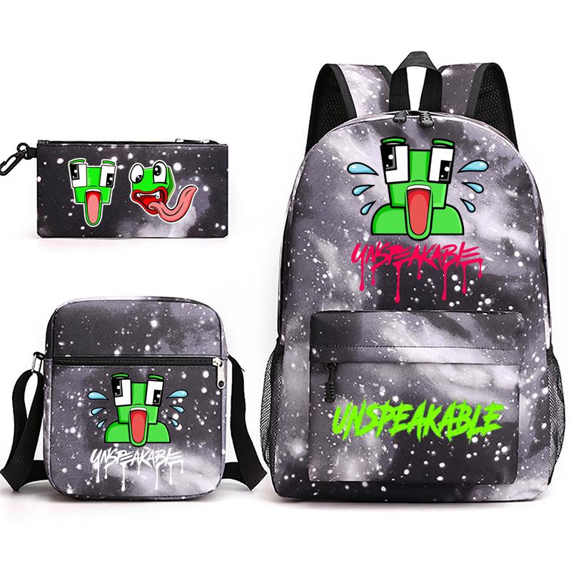 Unspeakable Backpack 3-Piece Set , Large Capacity Student Bookbag with Lunch Bag and Pencil Case, Water-Resistant, Durable