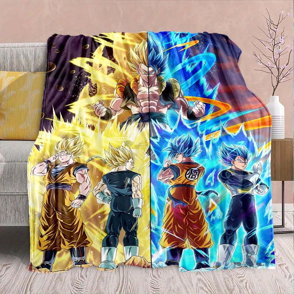 Фланелевое одеяло из аниме Dragon Ball - Мягкое, теплое, идеально подходит для дивана, постельного белья, кемпинга, путешествий, офиса, домашнего декора -QJY