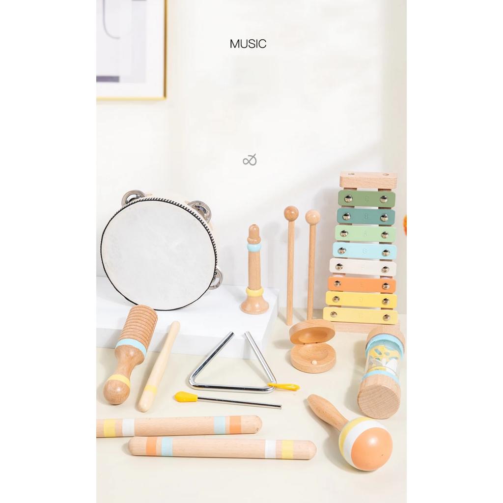 Wooden Musical Instrument Montessori Music Set Baby Children Percussion Instrument Toy Early Educational Knocking Toys for Kids