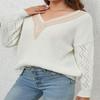 Spring and Autumn Women's Plus Size V-neck Sweater Loose Casual Pullover Knit Sweater