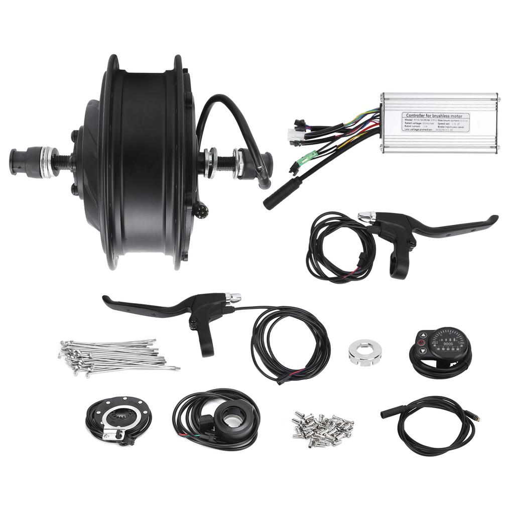 Electric Bicycle Conversion Kit 36V 500W Front Wheel Hub Motor Set with KT‑900S Display Meter for 12G Wheel20inch 12G
