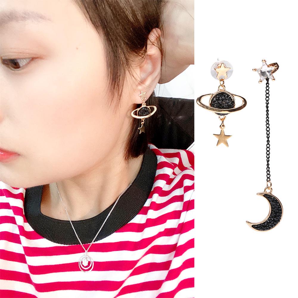 Personality Brincos Planet Black Star And Moon Drop Earrings Jewelry Dangle  Earrings Stud Earrings